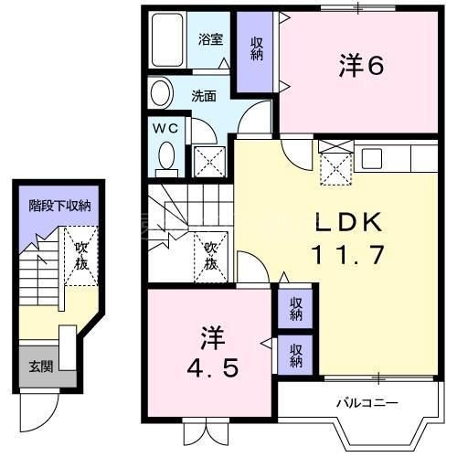 サニーサイド岡 A 間取り図