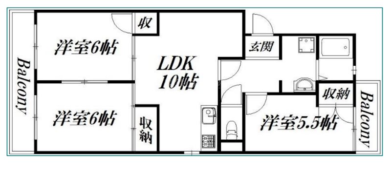 キーミハイツB 間取り図