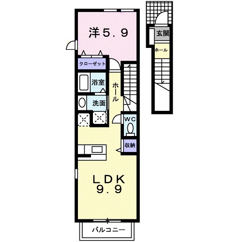 ウエスト．テール 205号室 間取り