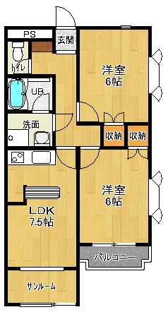 上島ロイドアパートＡ棟 間取り図