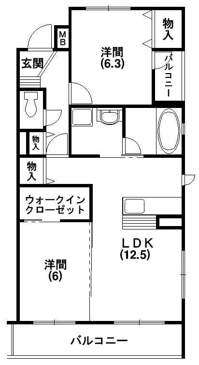 ゴールドスカイ 47号室 間取り