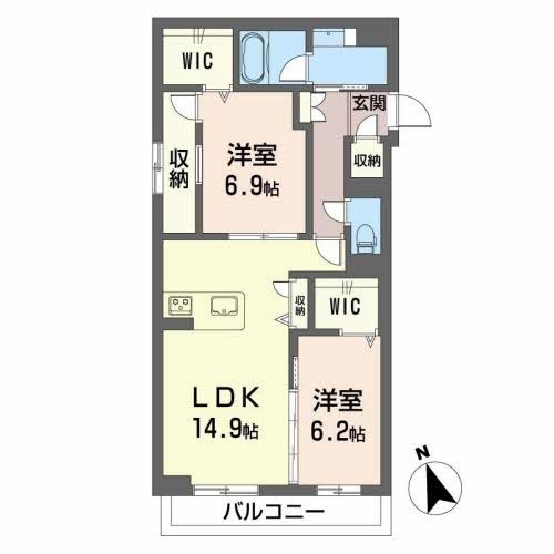 ベレオ助信町 103号室 間取り