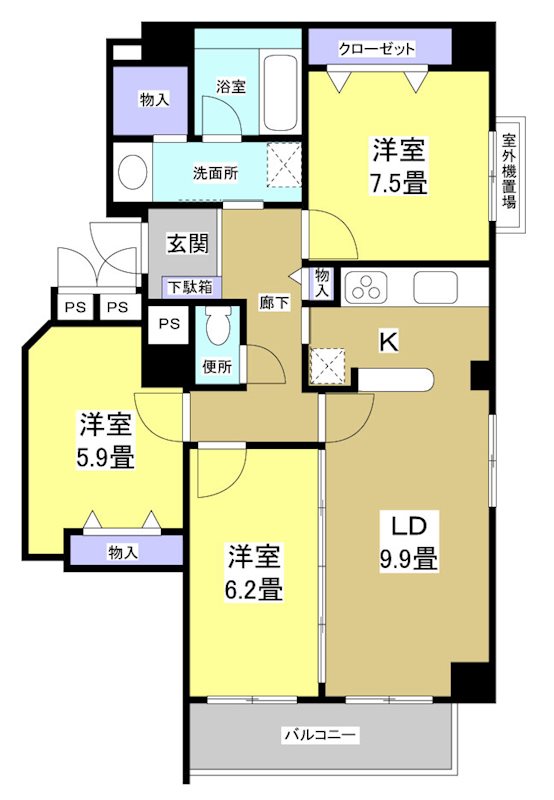 佐鳴湖パークタウンサウス（南館） 0810号室 間取り