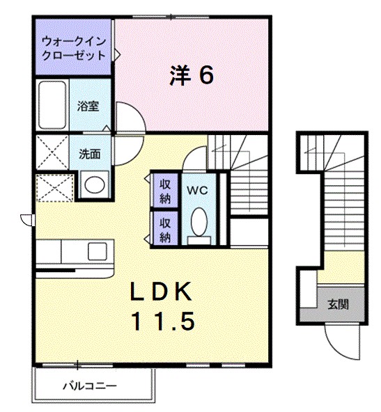 ファレノプシス　Ｂ 201号室 間取り