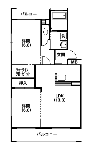 シャンテ高丘 102号室 間取り