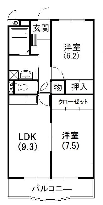 ケイアール 303号室 間取り