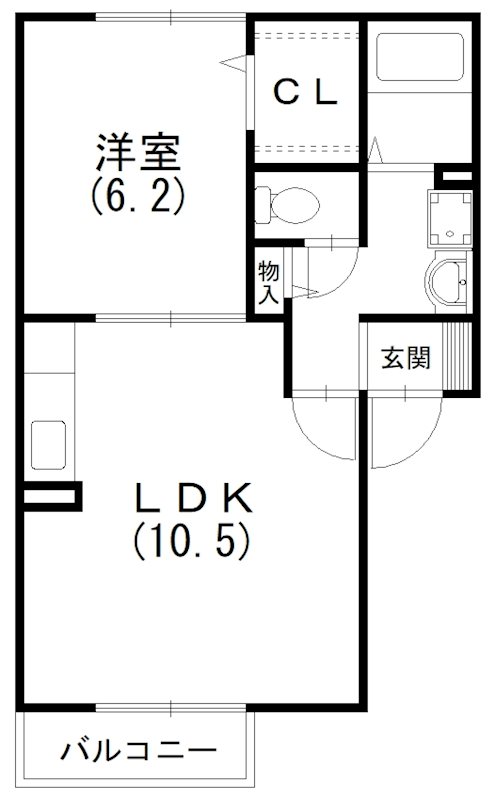 デパール城北B 107号室 間取り