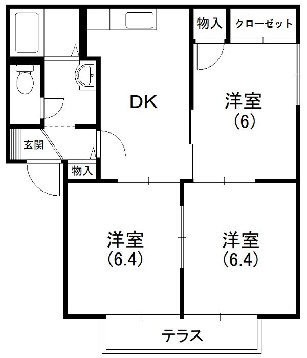 グリーンフィールド B102号室 間取り