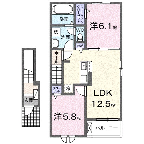 クレメントハウス 202号室 間取り