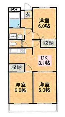 ハイタウンルーブル 110号室 間取り