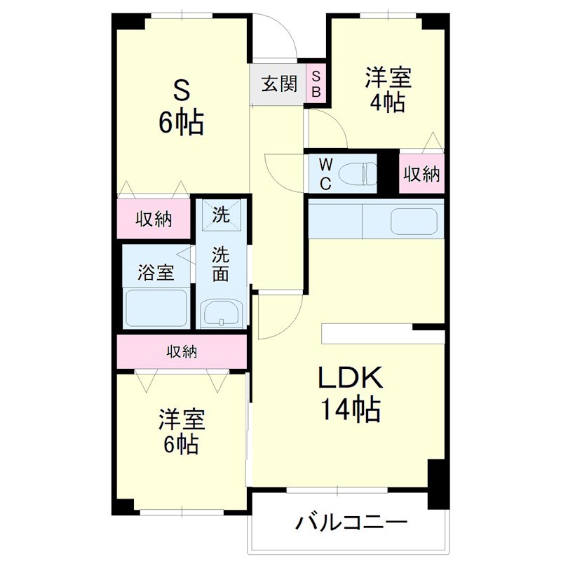 パークビュー四ツ池 506号室 間取り