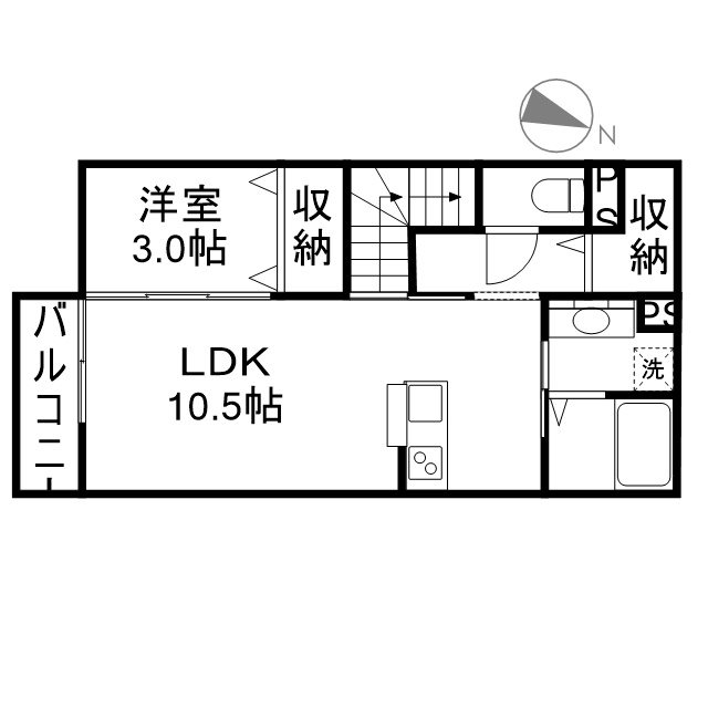 エヴァーグリーン 207号室 間取り