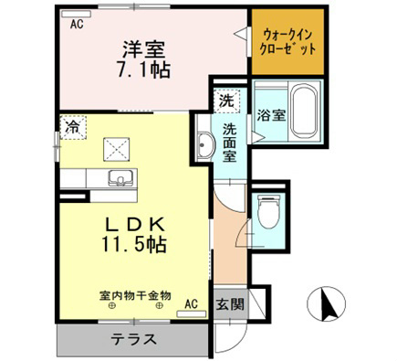 新棒屋第一城北ハイツ  102号室 間取り