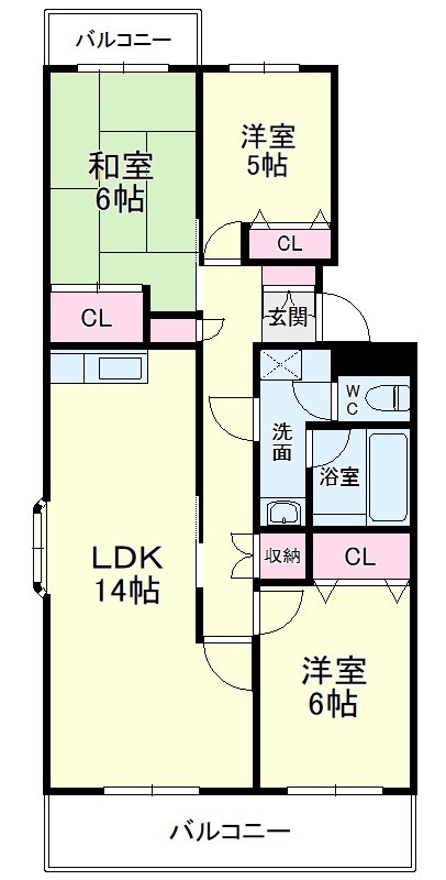 蜆塚ハイムＢ 間取り図