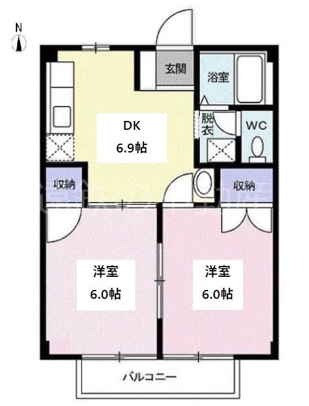 F・OAK 202号室 間取り
