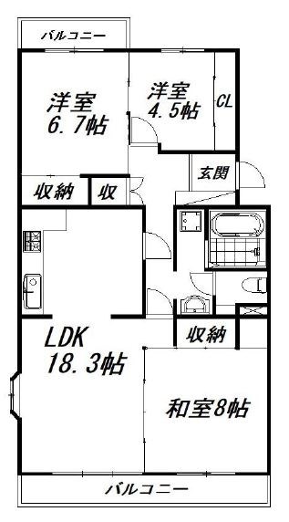 芳川ハイツ1号棟 間取り図