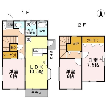 増楽町貸家AB　A棟 間取り図