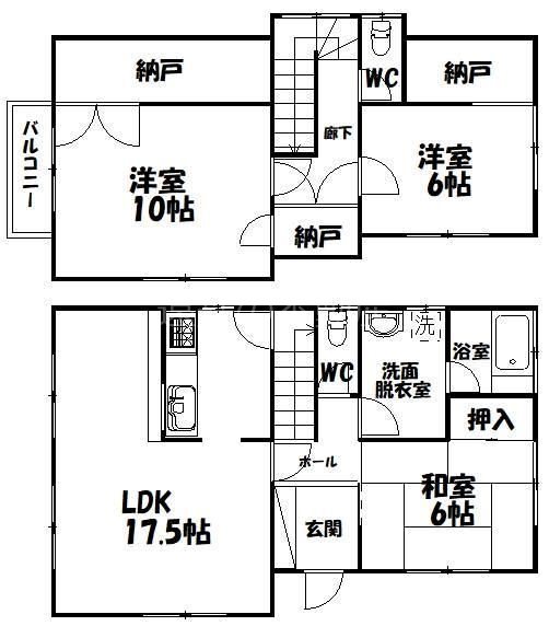 和合町220-514番地戸建貸家 間取り図