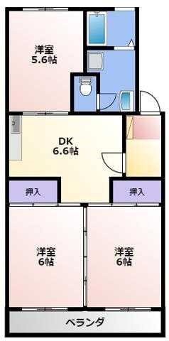 片橋ハイツ 302号室 間取り