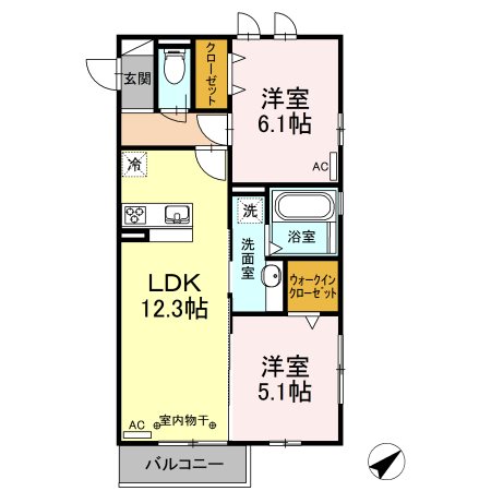 メルベーユＫ 201号室 間取り