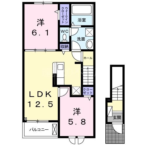 パルクソレイユ萩丘 202号室 間取り