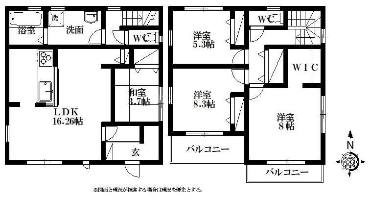 佐藤1丁目貸家 間取り図