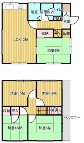 浜松市中央区大瀬町1412-1 賃貸一戸建て 間取り図