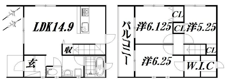 高丘北小山様貸家 間取り図