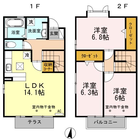 フェリース エム 102号室 間取り