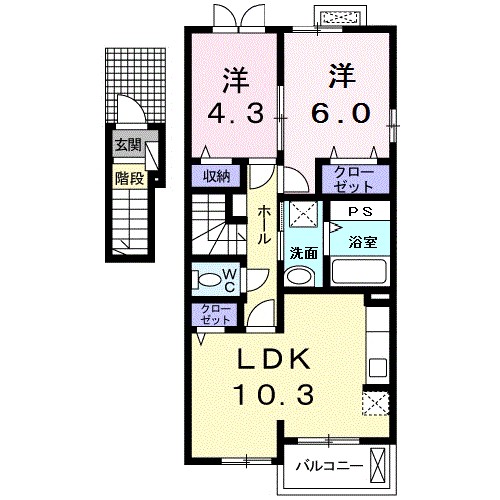 グランリベアＷＨ 201号室 間取り