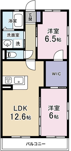 グランドール新貝 401号室 間取り