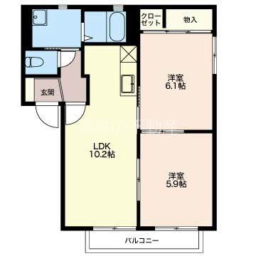 グリーン岡 202号室 間取り