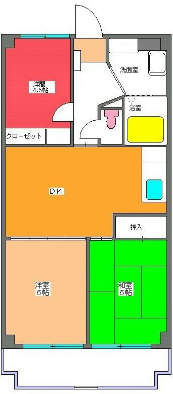 キヨミズキャンパス 5D号室 間取り