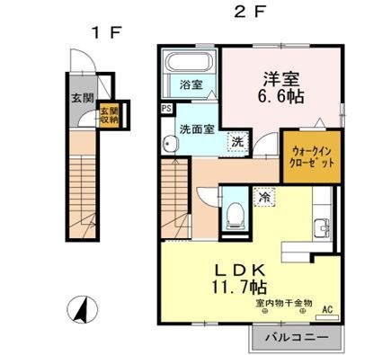 グランメール掛川 201号室 間取り