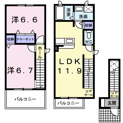 アンソレイエＳ 210号室 間取り