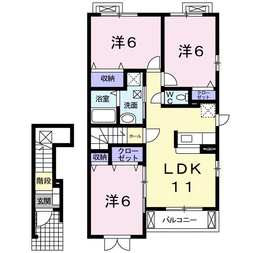 メゾン　ド　松 205号室 間取り