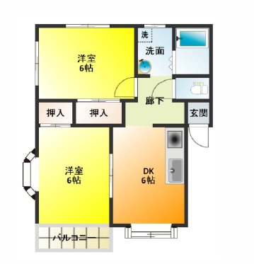 グランデーヌM's B202号室 間取り
