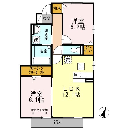 メゾンプレーヌ天竜川B 102号室 間取り