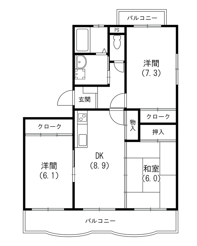 エクレールB 303号室 間取り