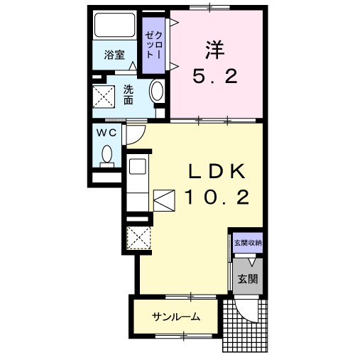 レ ミュー 102号室 間取り
