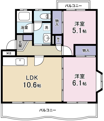 リバーサイド鳥之瀬 201号室 間取り