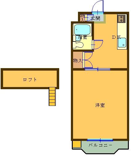 コナビック西塚Ⅰ 2D号室 間取り