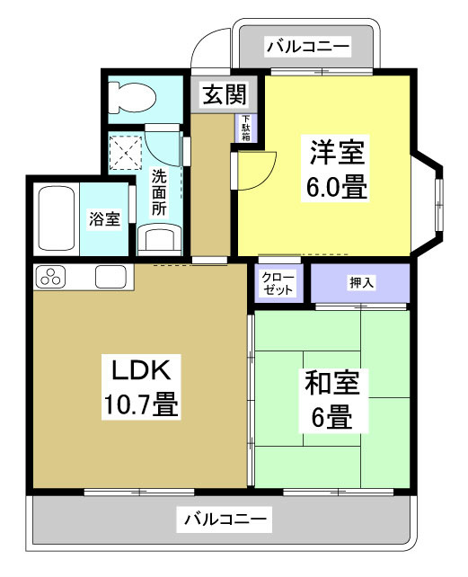 ヴィルヌーブ 305号室 間取り