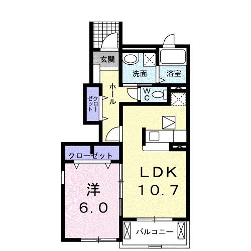 クロシェットⅡ 103号室 間取り