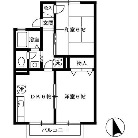 セジュールエイト B 201号室 間取り