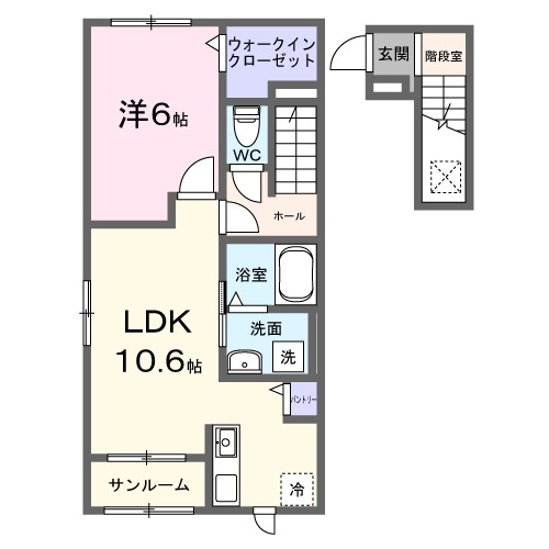 デライト中条　Ⅰ 206号室 間取り