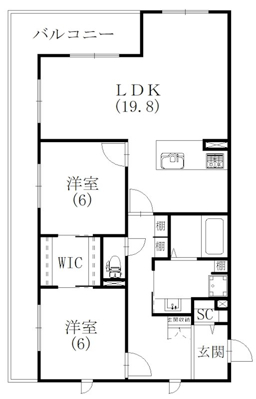 (仮称）菊川市加茂_第2ドゥプランニングマンション 201号室 間取り