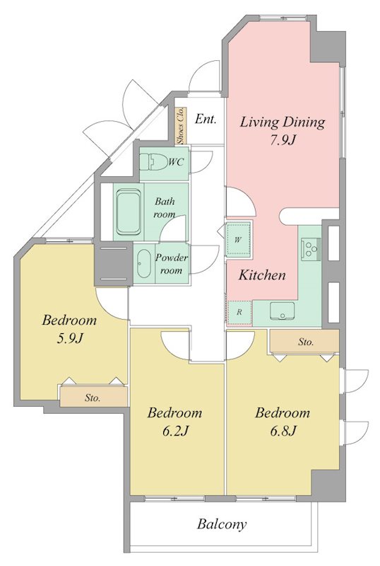 佐鳴湖パークタウンサウス（南館） 1301号室 間取り
