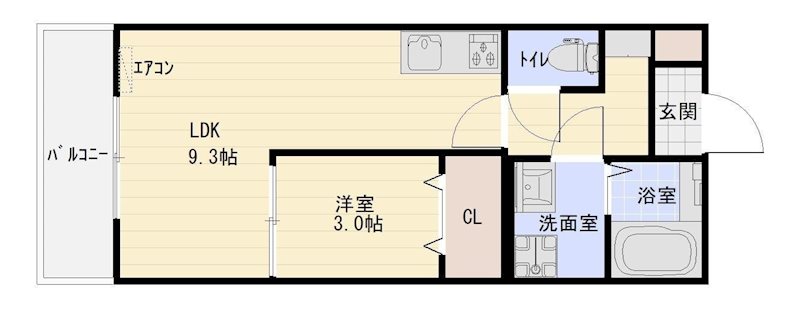 フェリス道本 205号室 間取り
