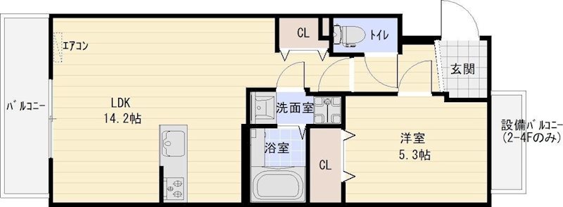 フェリス道本 401号室 間取り